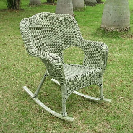 INTERNATIONAL CARAVAN Resin Wicker Camel Back Rocking Chair, Antique Moss, 2PK 3182-2CH-AM